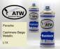 Preview: Porsche, Cashmere Beige Metallic, L1X: 400ml Sprühdose + 400ml Klarlack - Set, von ATW Autoteile West.